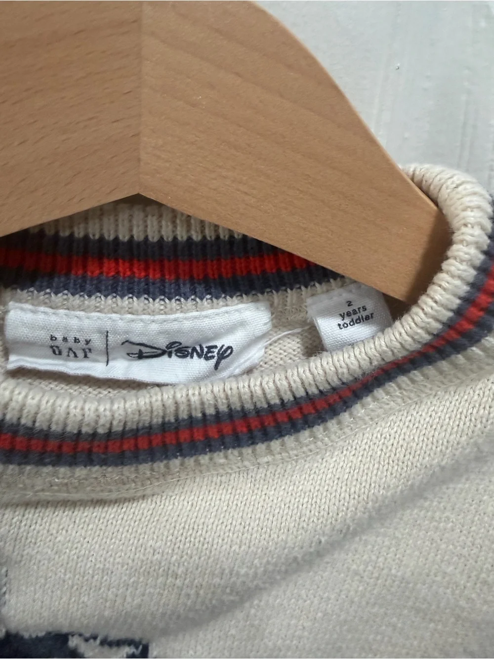 Gap Toddler Cream Mickey Mouse Crewneck Knit Sweater